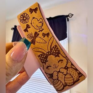 Handmade wooden/leather hair clips, buyers choice